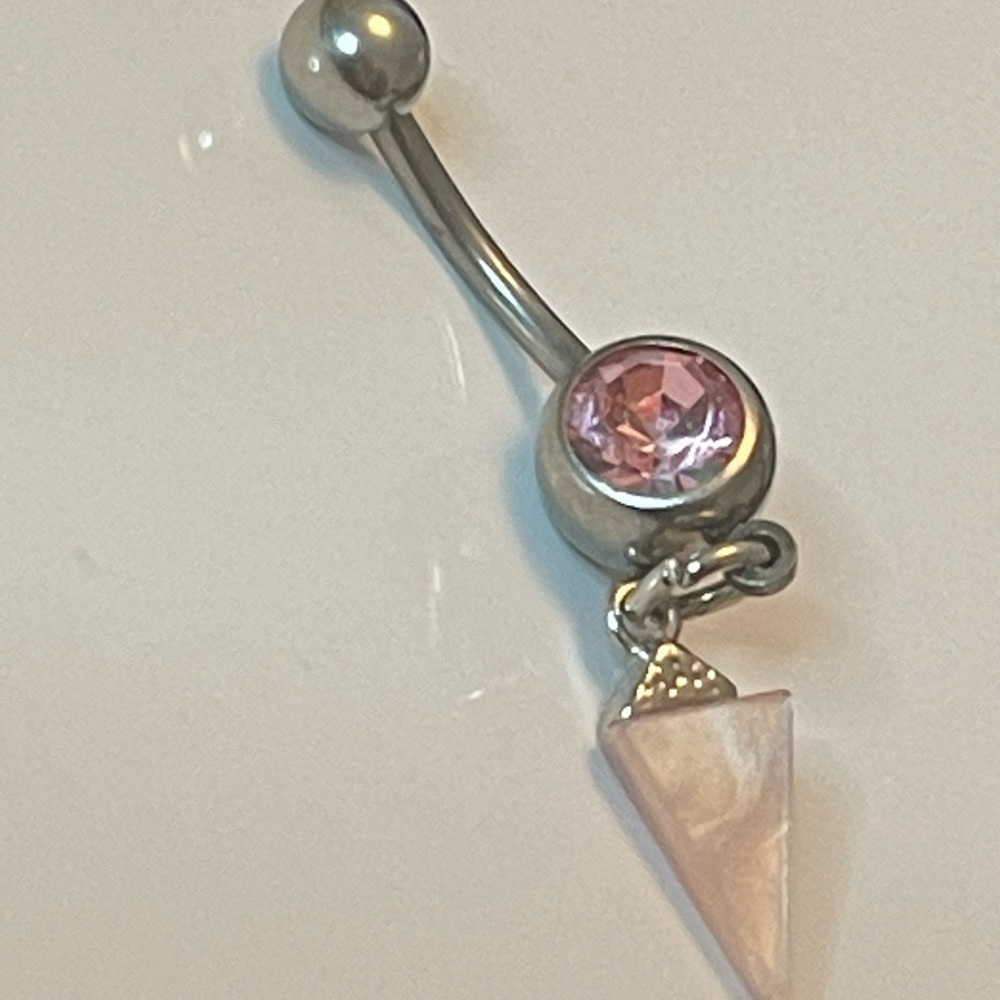 Handmade pink agate belly ring